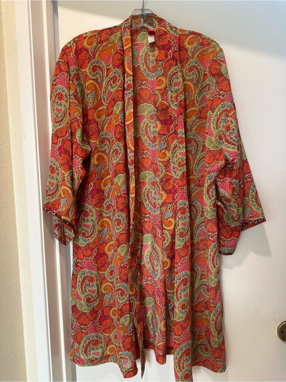 Natori Multicolor Paisley Cover-Up with Coral Label kimono size medium